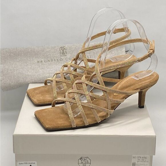 Brunello Cucinelli Monili Cage Square Toe Slingback Sandal size 38 - Picture 11 of 13